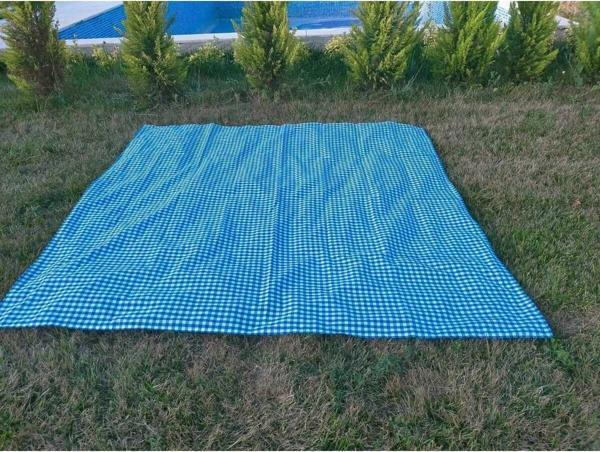 Angels Collection Mavi Pötikare Örtü Tekli - 170*170 Piknik Seti Için - Image 1