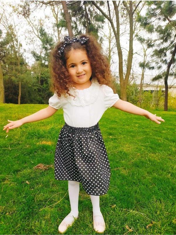 Angels Collection Siyah Beyaz Puantiyeli Etek Toka Takımı - Image 1