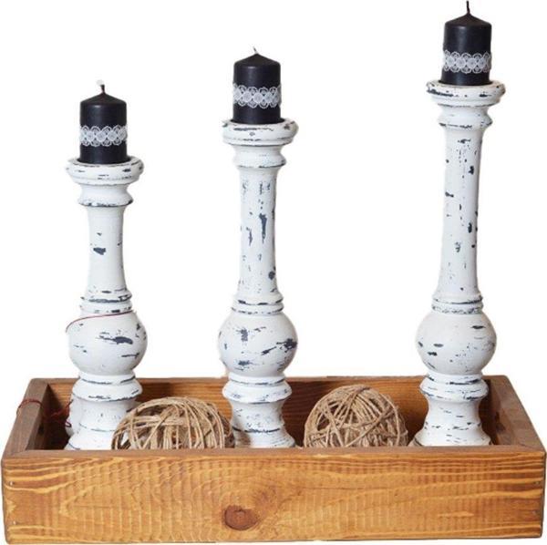 Ahşap sunumluk ve ağaç şamdan - Image 1