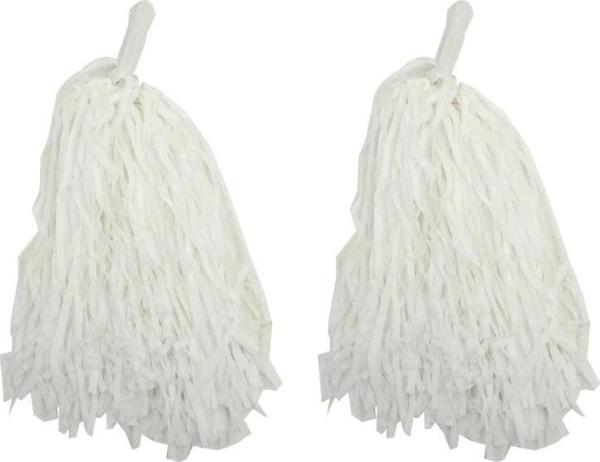 BFS   1 Çift ( 2 Adet ) Beyaz Renk 23 Nisan Gösteri Ponponu - Image 1