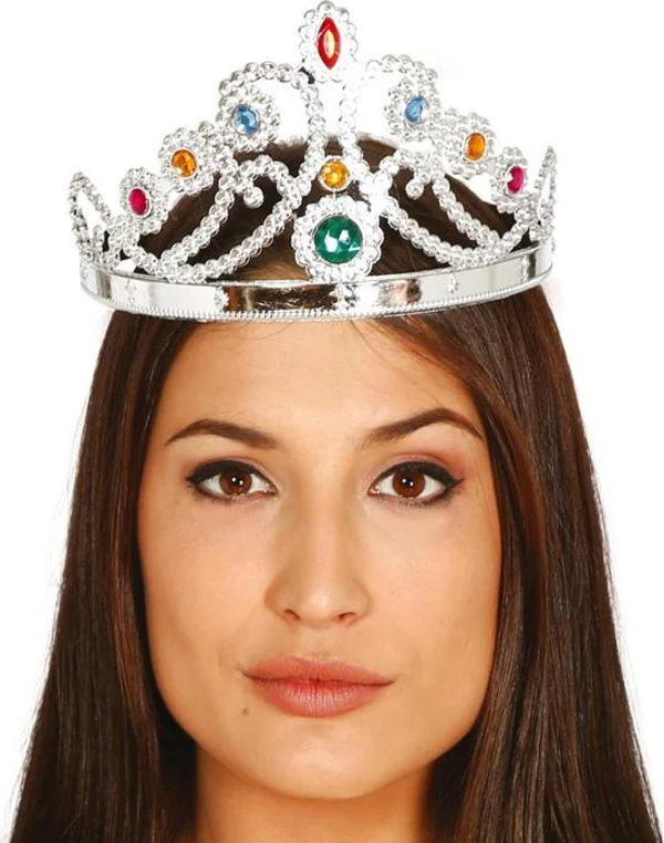 Gümüş Renk Plastik Prenses Tacı Kraliçe Tacı 60 cm - Image 1