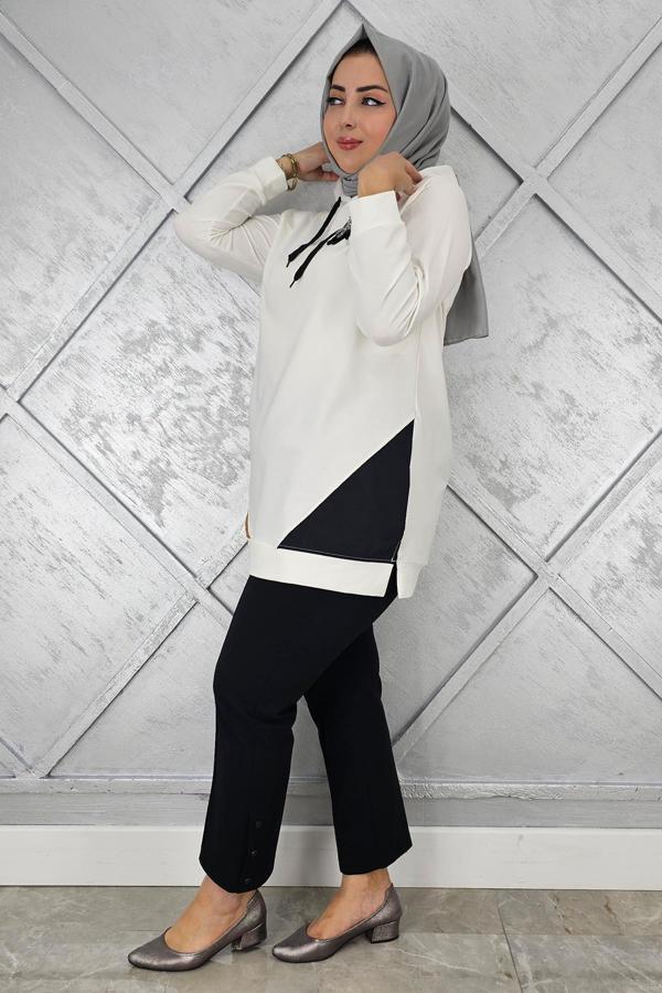 KADIN KOMBİNLİ KAPÜŞONLU TESETTÜR TUNİK - Image 1