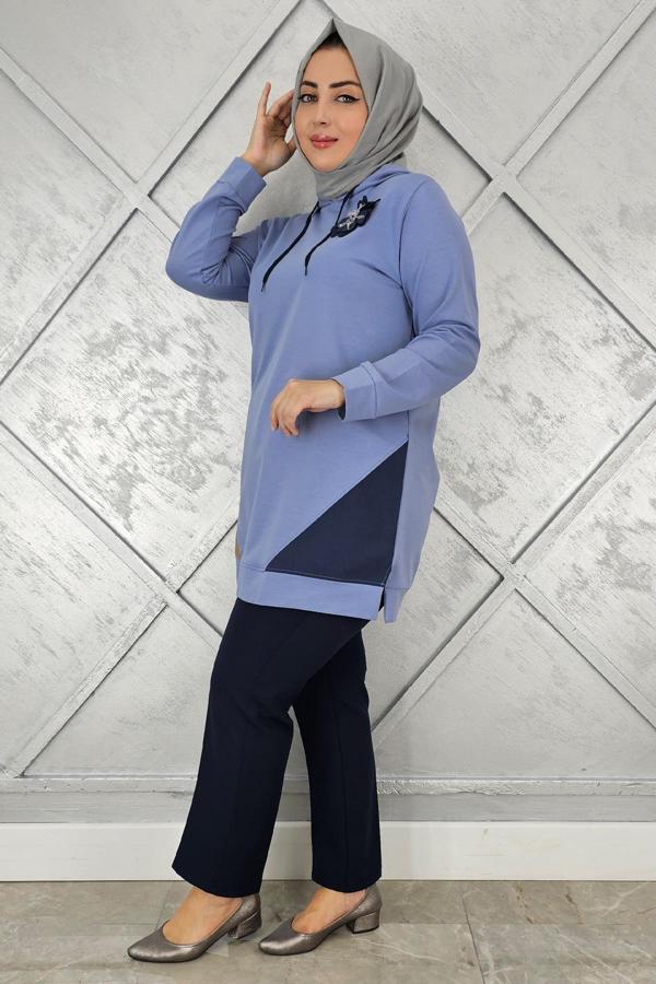 KADIN KOMBİNLİ KAPÜŞONLU TESETTÜR TUNİK - Image 1