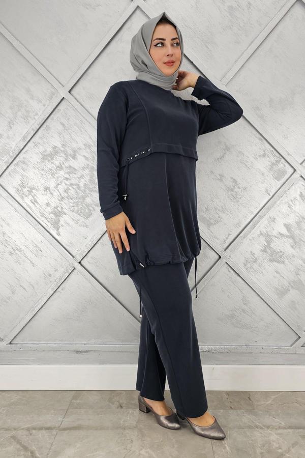 KADIN TAŞ DETALI BAĞCIKLI TESETTÜR TAKIM - Image 1