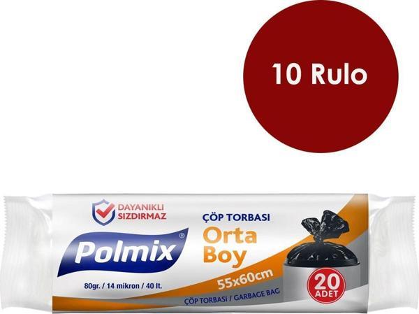 10 Adet Orta Boy 55 x 60 cm Çöp Torbası - P102-10 - Image 1