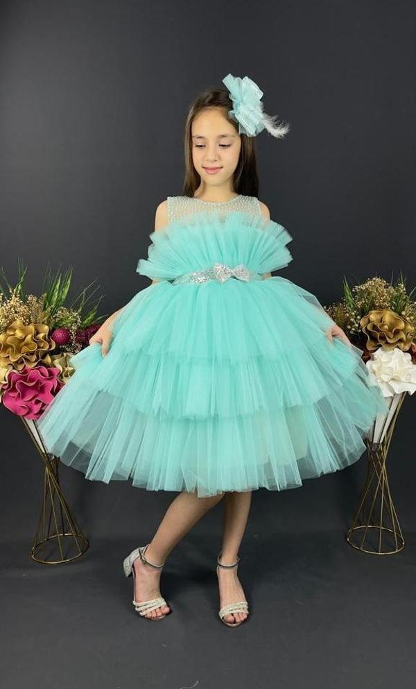 Buket Model Kız Çocuk Abiye YEŞİL - Image 1