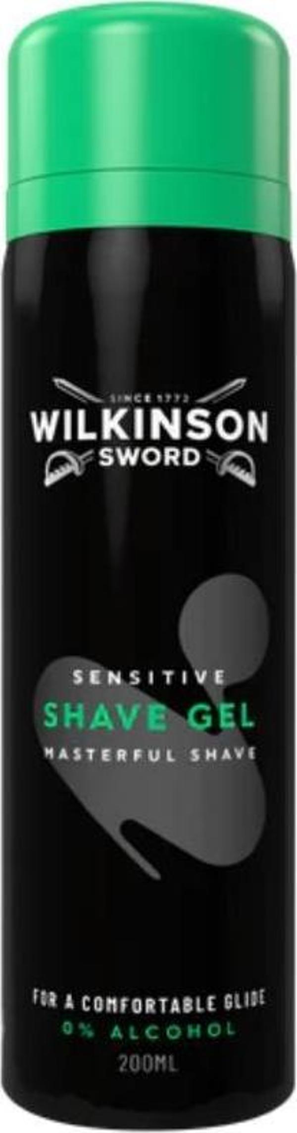 Wilkinson Sword Sensitive Erkek Tıraş Jeli 200 ml - Alkol İçermez, Hassas Ciltler - Image 1