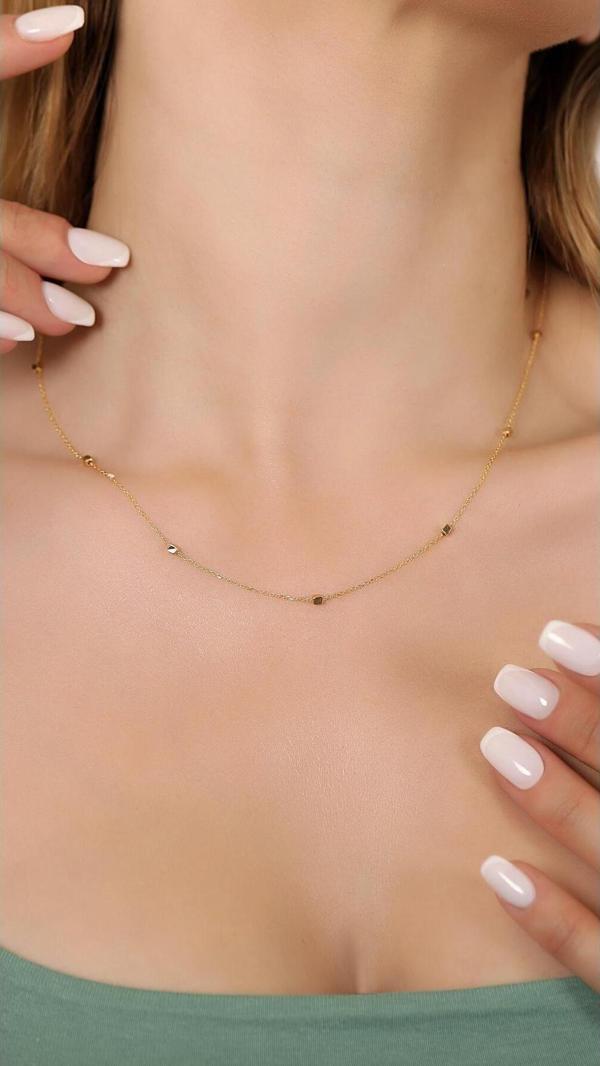 14 Ayar Altın Küp Zincir Kolye - Image 1