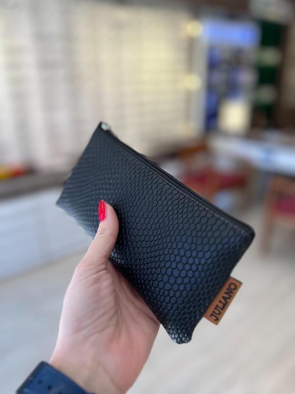 Siyah Özel Tasarım Fermuarlı Gözlük Kılıf - Çanta - Image 1