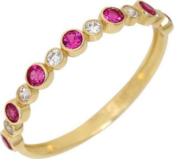 14 Ayar Altın Pembe Taşlı Yüzük - Image 1