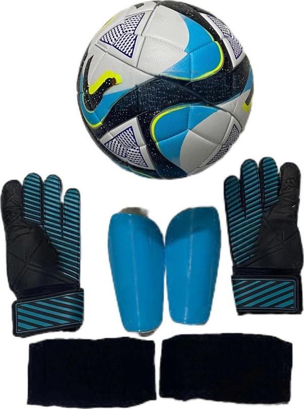 Unes 5 No 4Astar Makine Dikişli Desenli Futbol Topu Kaleci Eldiveni Ve Tekmelik 3Lü Set - Image 1
