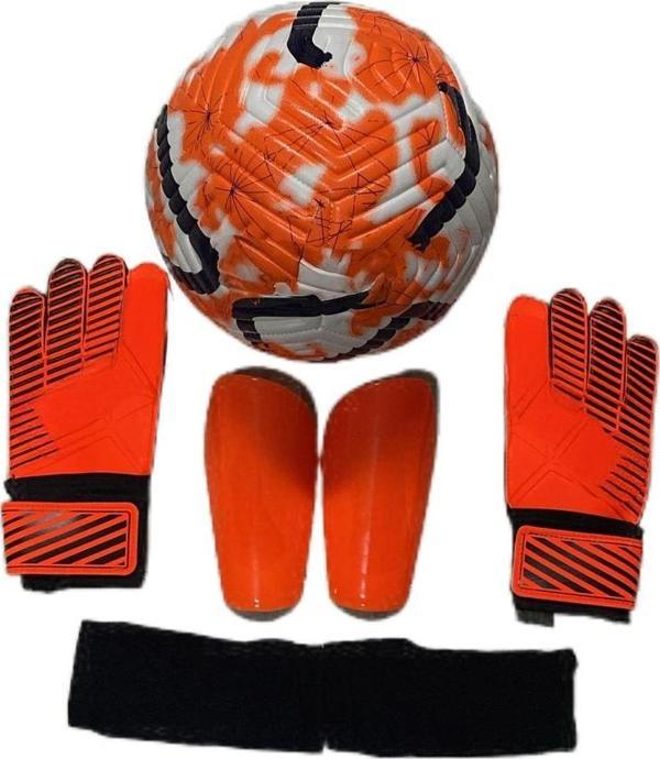 Unes 5 No 4 Astar Çizgili Futbol Topu Kaleci Eldiveni Ve Tekmelik 3Lü Set - Image 1