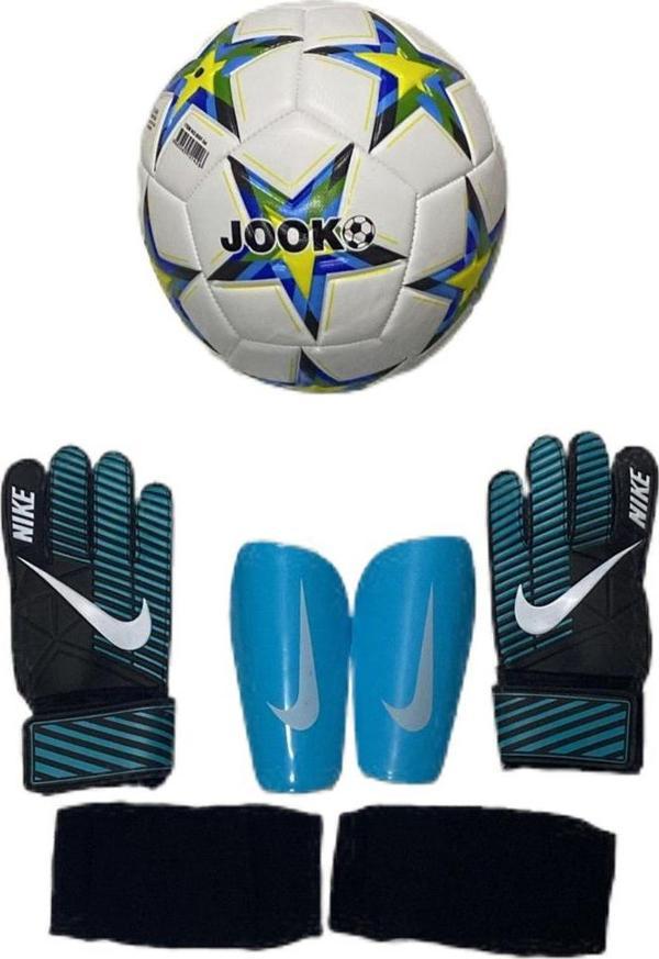 Unes Jooko 5 Numara Yıldızlı Top Tekmelik Ve 5-6-7-8 Numara Çocuk Kaleci Eldiveni Seti Pompa Hediyeli - Image 1