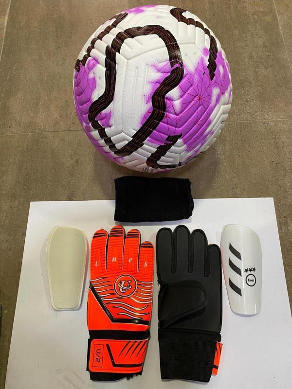 Unes 5 No Yıldızlı Futbol Topu Kaleci Eldiveni Ve Tekmelik Seti Pompa Hediyeli - Image 1