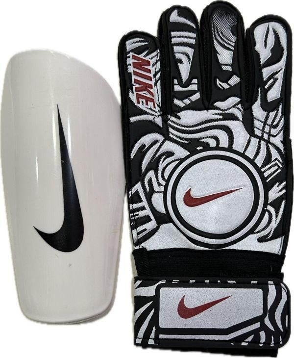 Unes Futbol Kaleci Eldiveni Ve Tekmelik Set Beyaz Renk Nk Logo   9 İle 12 Yaş Arası 7 No - Image 1