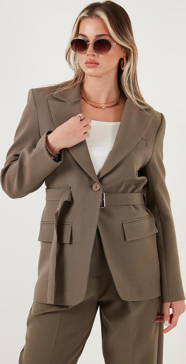 Lela Regular Fit Kruvaze Yaka Kemerli Blazer Bayan Ceket 6839367 HAKİ - Image 1