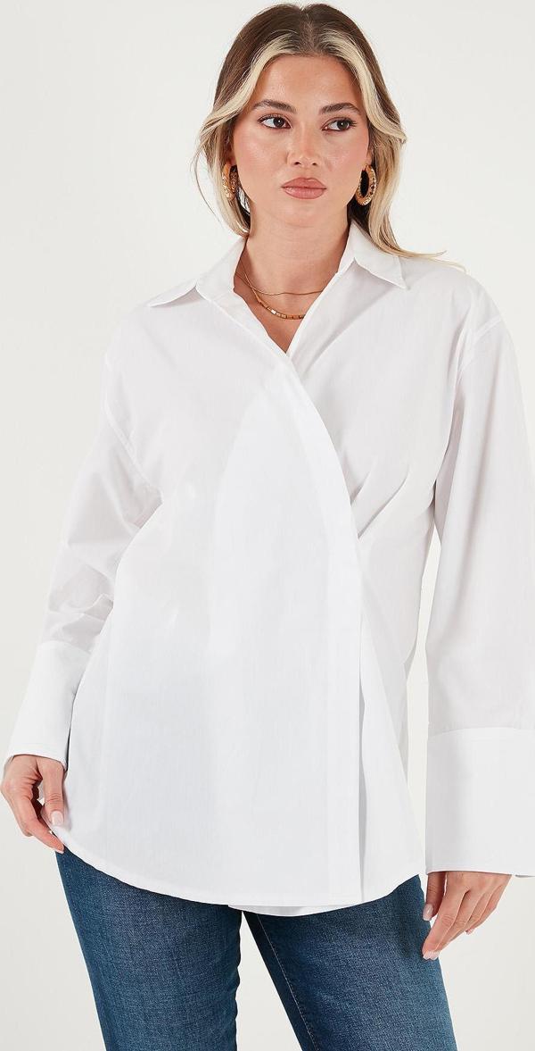 Lela Regular Fit Klasik Yaka Bağlamalı Uzun Kollu Bayan Gömlek 6834987 BEYAZ - Image 1
