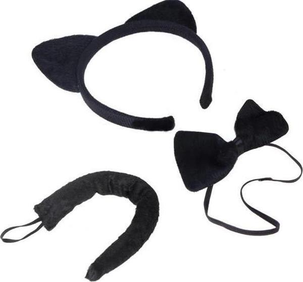 MDB Kedi Kostüm Taç Kuyruk Papyon Seti Karışık - Image 1