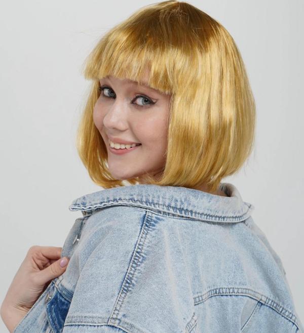 MDB Düz Kesim Küt Parti Peruğu Altın Renk - Image 1