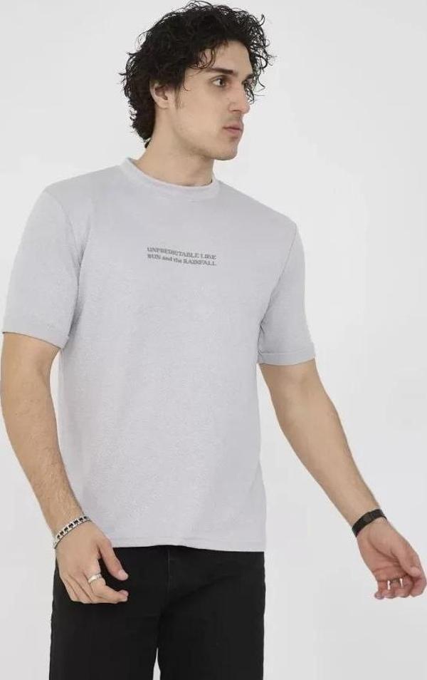 MDB Unisex Bisiklet Yaka lim Fit Thirt Boyalı Gri - Image 1