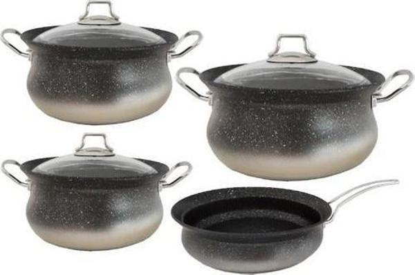 Oms 7 Parça Granit Bakraç Tencere Set İndüksiyonlu Silver 3044 - Image 1
