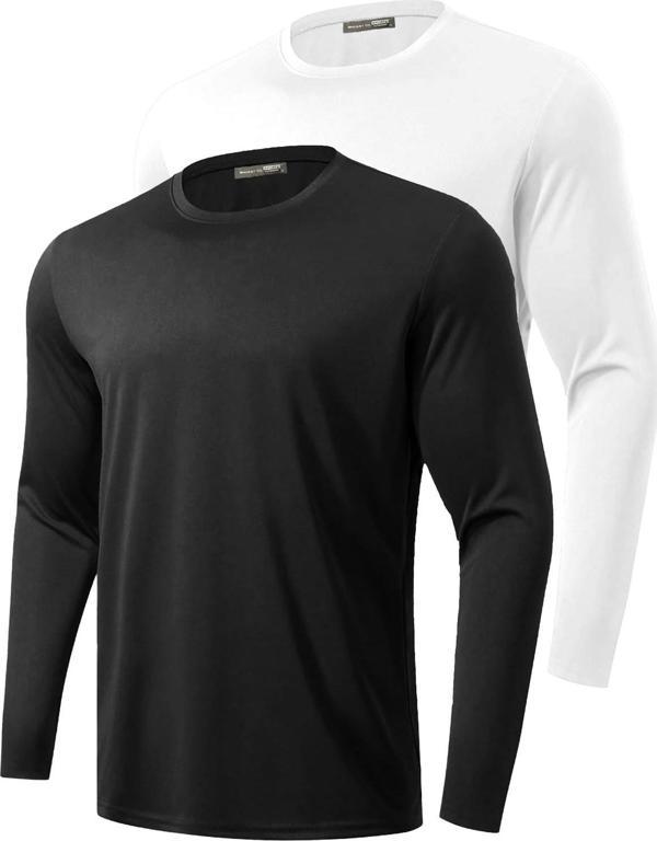 Ghassy Co. 2'li Paket Erkek %100 Pamuklu Likralı Spor Koşu Günlük Antrenman Uzun Kollu Penye T-shirt - Image 1