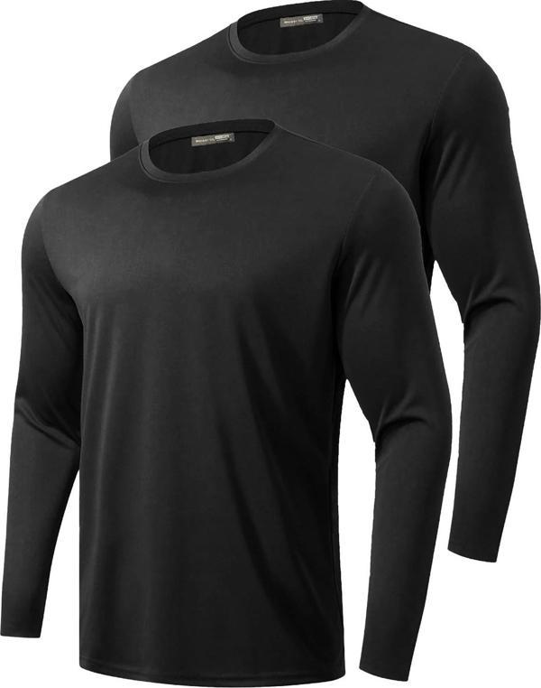 Ghassy Co. 2'li Paket Erkek %100 Pamuklu Likralı Spor Koşu Günlük Antrenman Uzun Kollu Penye T-shirt - Image 1