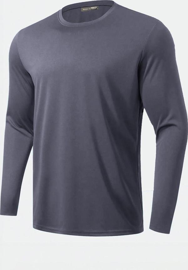 Ghassy Co. Erkek %100 Pamuklu Likralı Esnek Spor Koşu Günlük Antrenman Uzun Kollu Penye T-shirt - Image 1