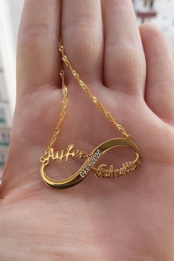 925 Ayar Gümüş 24 Ayar Altın Kaplama Sonsuzluk Kolye - Image 1
