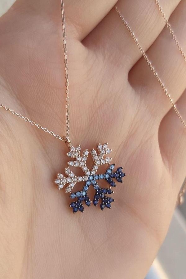 925 Ayar Gümüş Zirkon Taşlı Kar Tanesi Kolye - Image 1