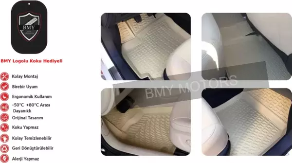 Rizline Honda Cr-V 2011-2017 İle Uyumlu 3D Havuzlu Paspas Bej - Image 1