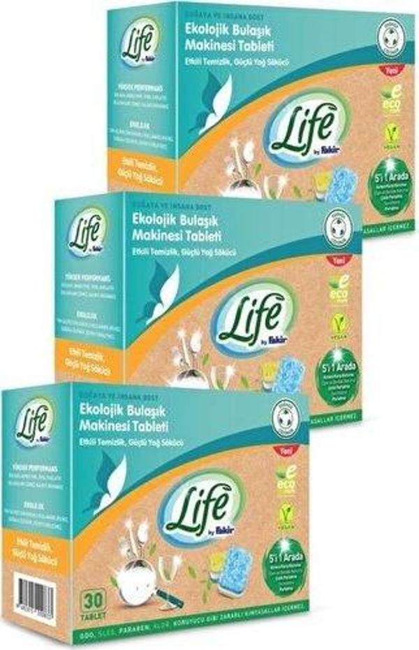 Life by Fakir Ekolojik Vegan Bulaşık Makinesi Tablet Deterjanı(30'lu) 3 Adet - Image 1
