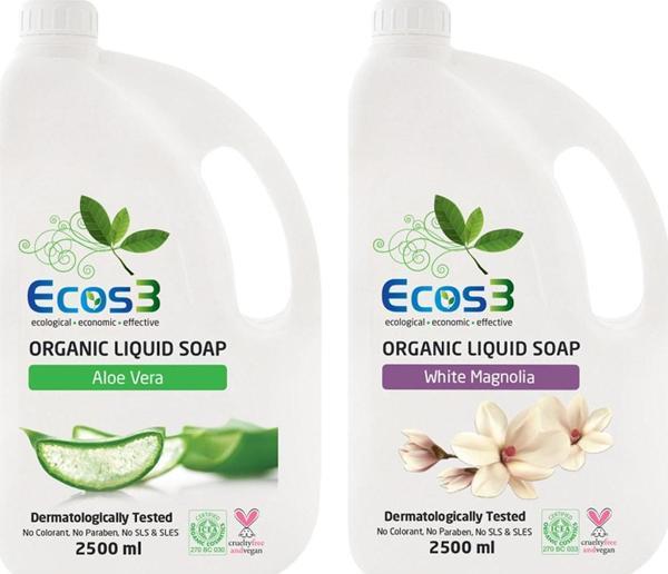 Avantajlı Sıvı Sabun Seti, Organik & Vegan Sertifikalı, Beyaz Manolya, Aloe Vera, 2 x 2500ml - Image 1