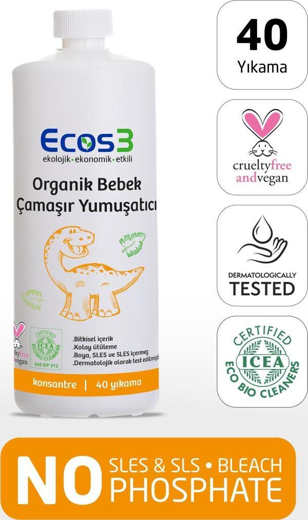 Bebek Çamaşır Yumuşatıcı, Organik & Vegan Sertifikalı, Ekolojik, Extra Konsantre, 40 Yıkama, 1000 ml - Image 1