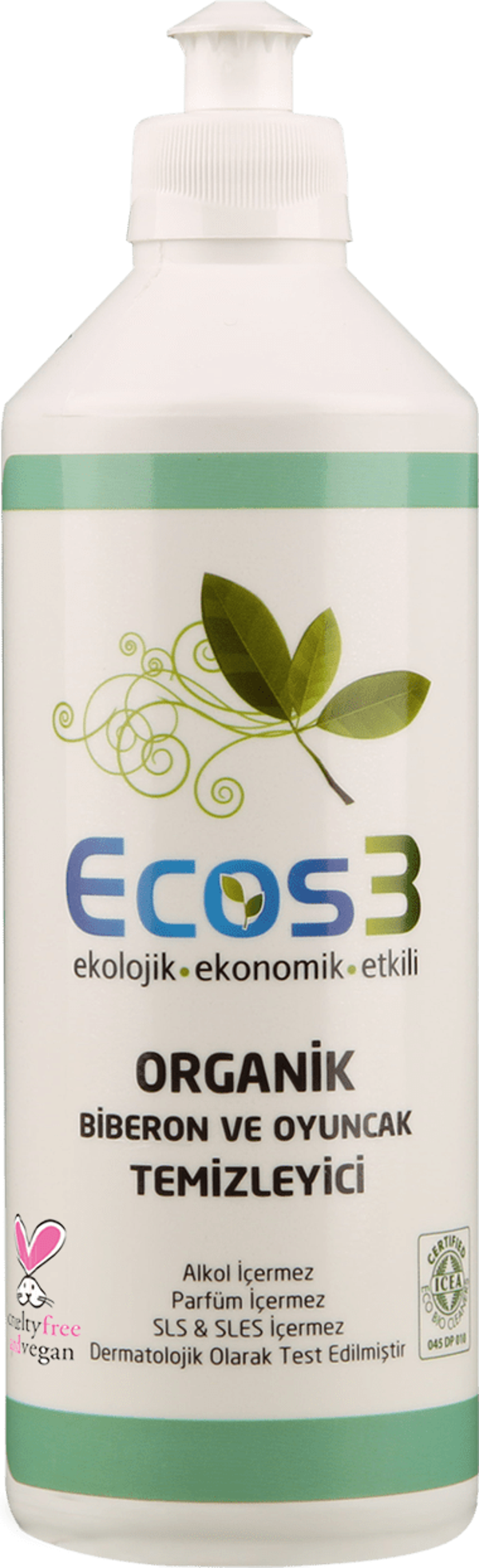 Ecos3 Biberon, Oyuncak ve Emzik Temizleyici, Organik & Vegan Sertifikalı, Kokusuz, Fosfatsız, 500ml - Image 1