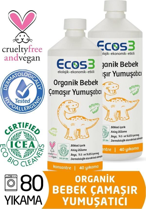 Ecos3 ORGANİK BEBEK ÇAMAŞIR YUMUŞATICI  - 80 YIKAMA (2 x 1000 ML) - Image 1