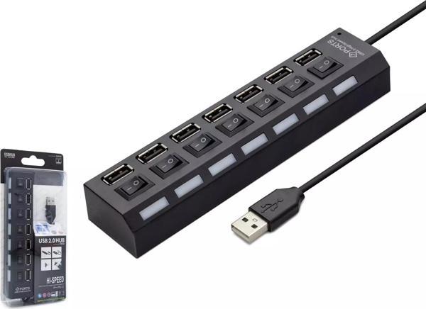 Hadron Hdx7001 Usb Hub 7-Usb Siyah Anahtarlı - Image 1