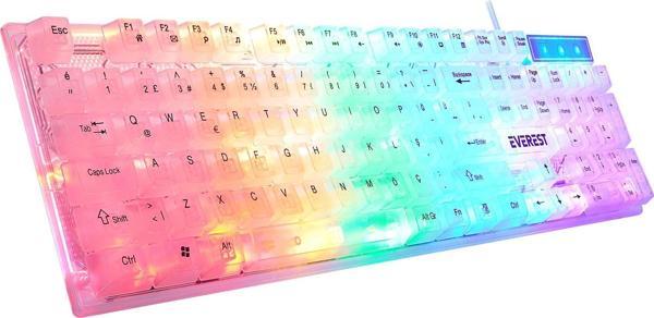 Everest Kb-24 Beyaz Rainbow Q Membrane Oyuncu Klavyesi Kablolu - Image 1