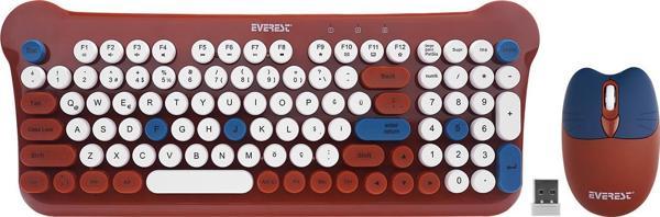 Everest Km-6244 Bunny Renkli Tuşlu Kahverengi 2.4 Ghz + Bt Kablosuz Q Multimedia Klavye + Mouse Set - Image 1