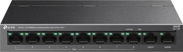 Tp-Link Ls110P 8 Port 10-100 Mbps Poe+ 2 Port 10-100 Uplink Switch Metal Kasa - Image 1