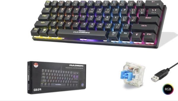 Hadron G509B Kablolu Oyuncu Mini Klavye Mekanik Blue Switch Rgb Q Siyah - Image 1