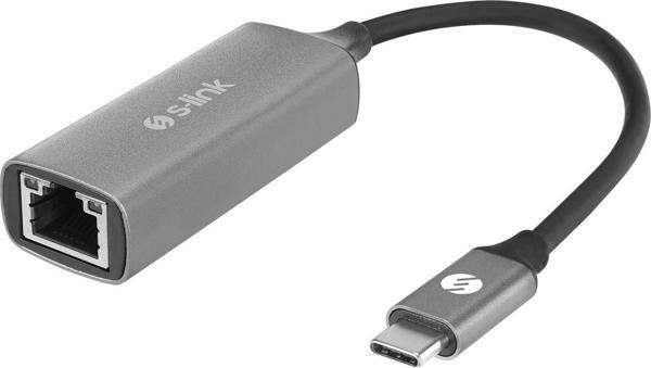 S-Link Sw-U336 Gri Metal Type-C To Rj45 10-100-1000Mbps Gigabit Adaptör - Image 1