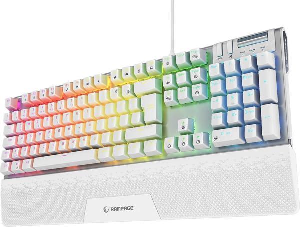 Rampage Carbon Beyaz Rgb Q Gaming Oyuncu Kablolu Klavye Bilek Destekli Red Switch - Image 1