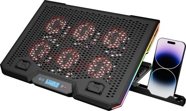 Rampage Blizzard R7 Rgb Işıklı 6 Fanlı Lcd Ekranlı 2 Usb Soketli 13-15.6 Notebook Soğutucu Stand - Image 1