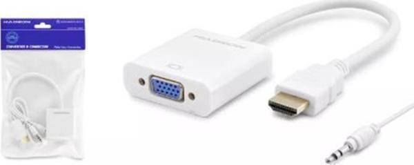 Hadron Hdx2019 Hdmi To Vga F Çevirici 1080P + Audio Beyaz - Image 1
