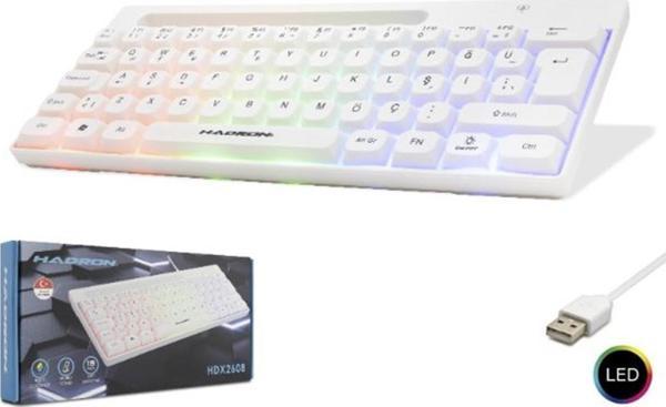 Hadron Hdx2608 Kablolu Oyuncu Mini Klavye Led Q Beyaz - Image 1