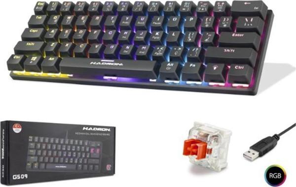 Hadron G509R Kablolu Oyuncu Mini Klavye Mekanik Red Switch Rgb Q Siyah - Image 1