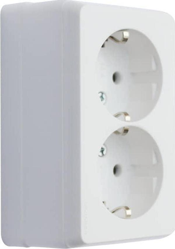 Mutlusan Bron Sıva Üstü İkili Topraklı Priz Beyaz (2160 202 0201) - Image 1