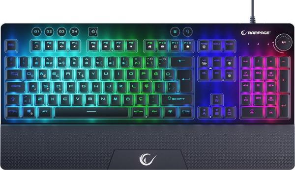 Rampage Kb-Gx65 Simula Siyah Usb Rgb Aydınlatmalı 4 Makro Tuşlu Bilek Destekli Oyuncu Klavyesi Kablolu - Image 1