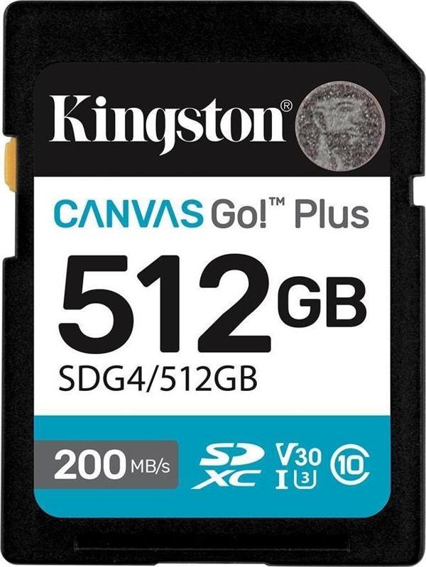 Kingston Sdg4-512Gb 512Gb Sdxc Canvas Go Plus Gen4 200Mb-S C10 Uhs-İ U3 V30 Hafıza Kartı - Image 1